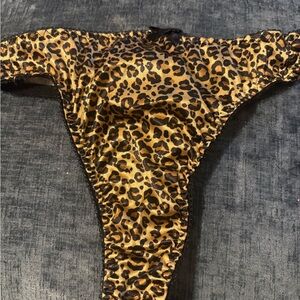 Vintage 90s Animal Leopard Shiny Satin Panties Size 6 Girly Bow